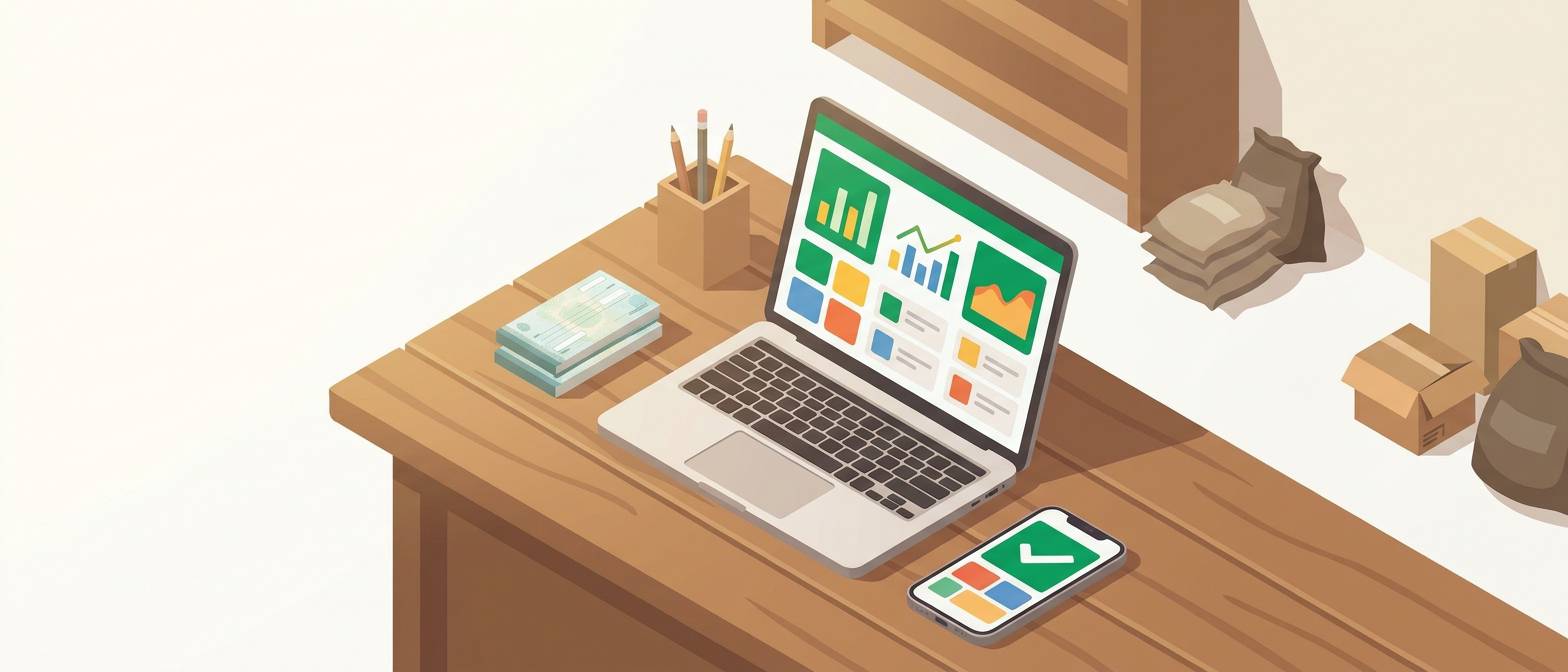 داشبورد انبارکد روی لپ‌تاپ و گوشی